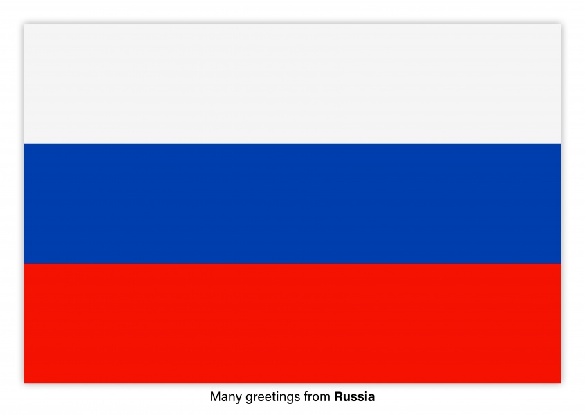 Postal con la bandera de Rusia