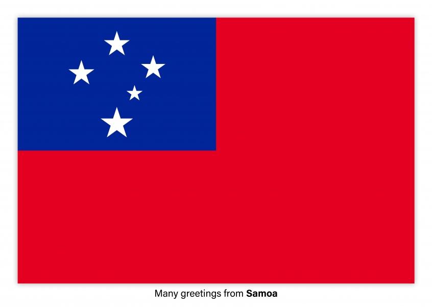 Postal con la bandera de Samoa