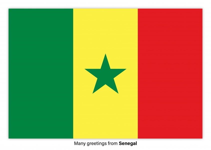 Postal con la bandera de Senegal