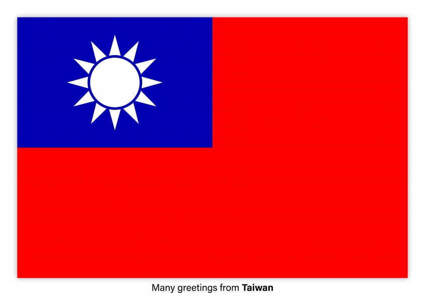 Postal con la bandera de Taiwán