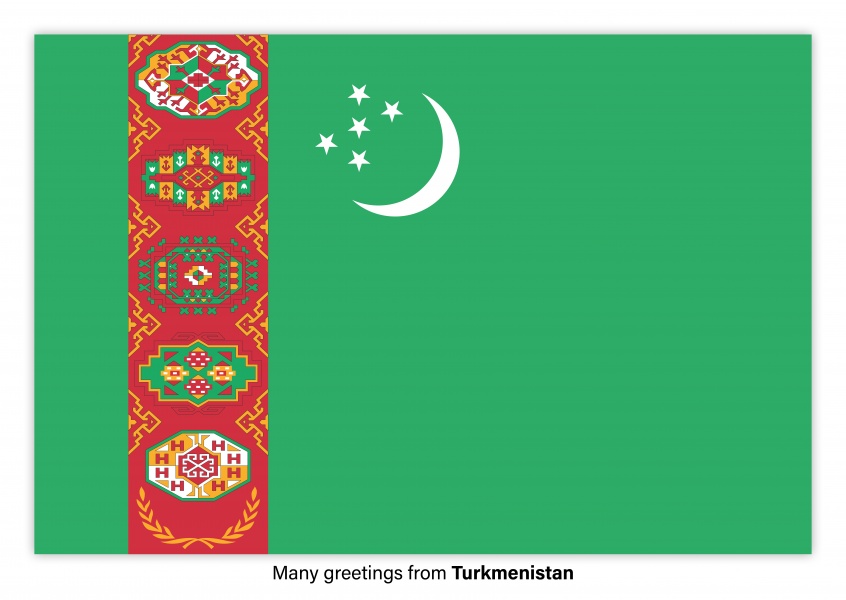 Postal con la bandera de Turkmenistán