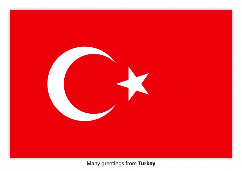 Postal con la bandera de Turquía