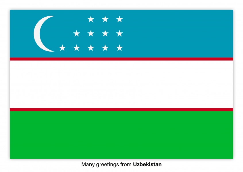 Postal de la bandera de la república de Uzbekistán