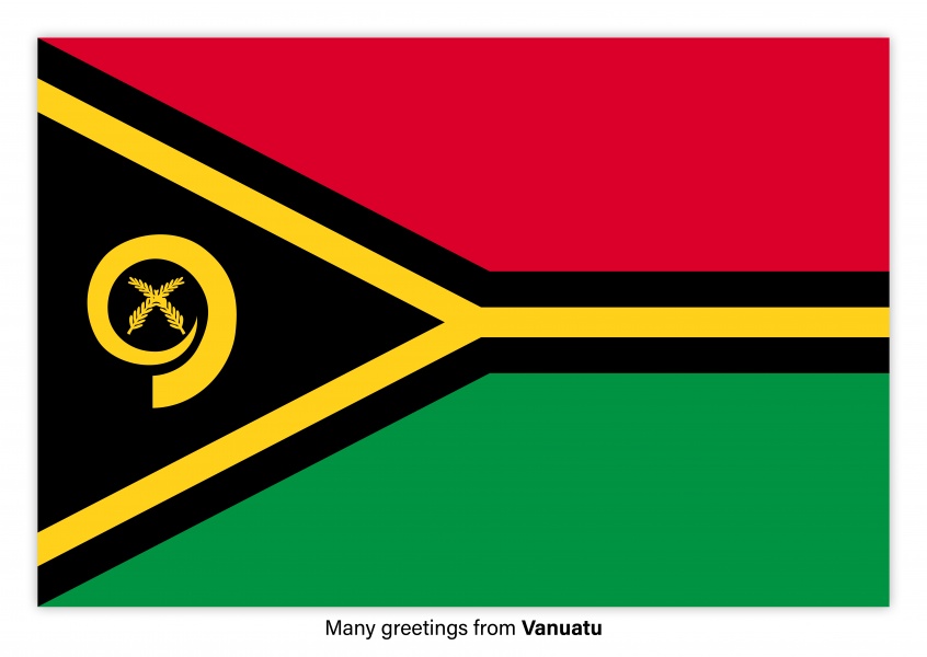 Postal con la bandera de Vanuatu