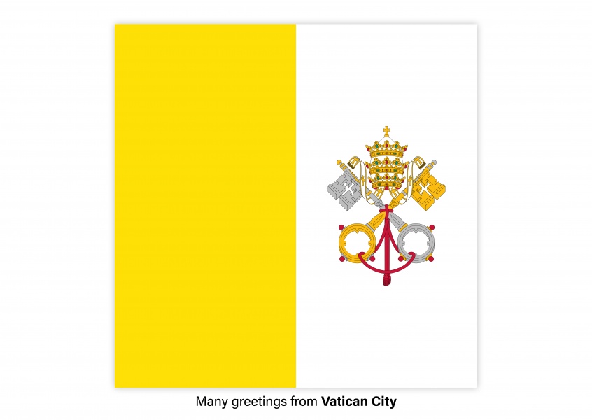 Postal con la bandera de la Ciudad del Vaticano