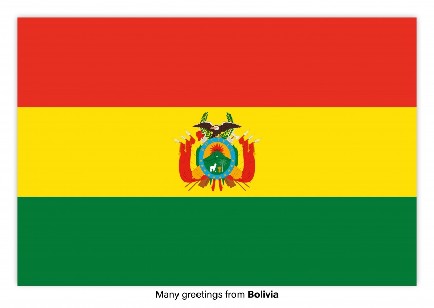 Carte postale avec le drapeau de la Bolivie