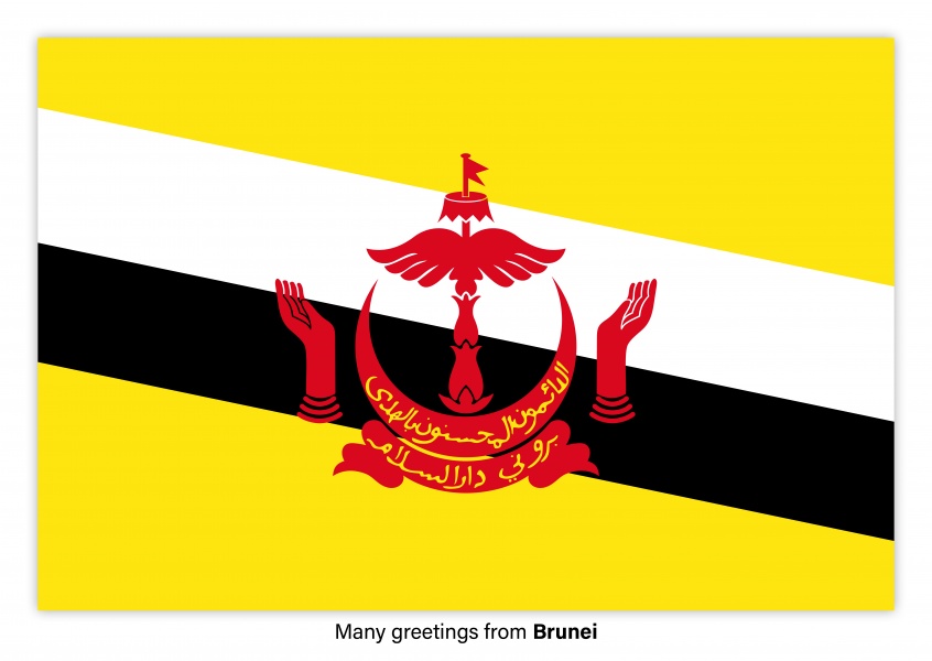 Carte postale avec le drapeau de Brunei