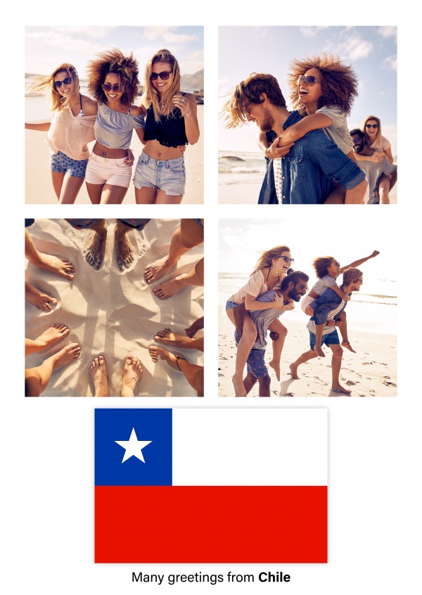 Carte postale avec le drapeau du Chili