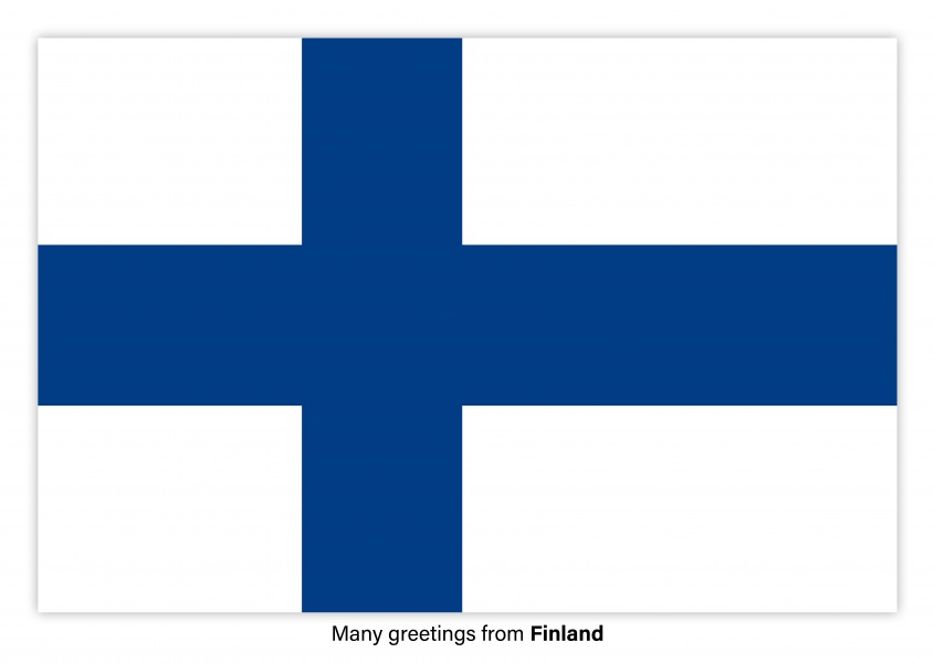 Carte postale avec le drapeau de la Finlande