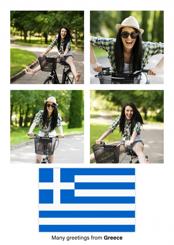 Carte postale avec le drapeau de la Grèce