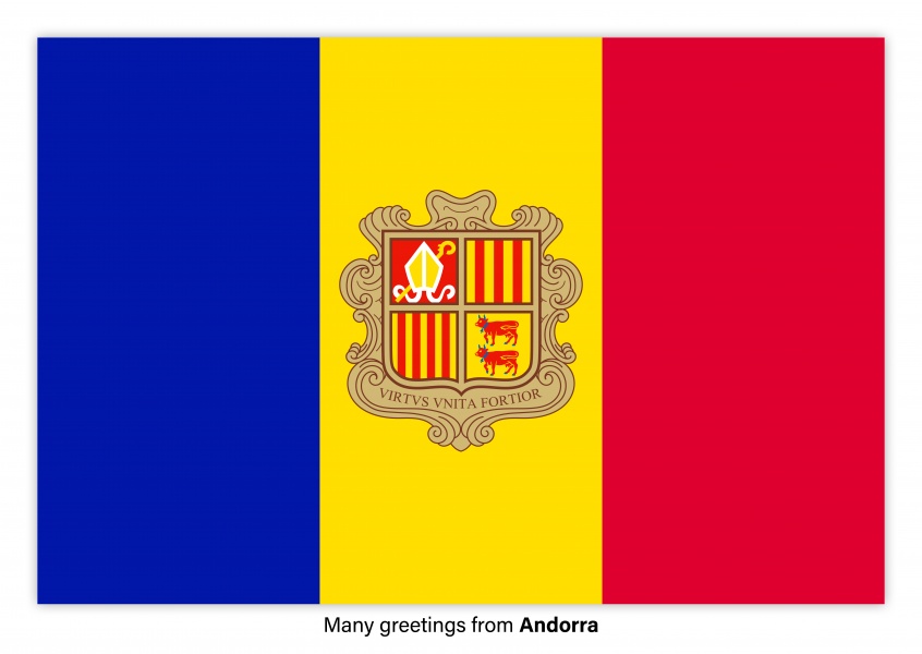 Carte postale avec le drapeau d'Andorre