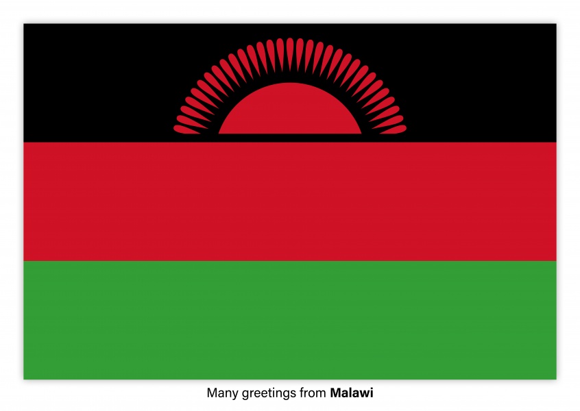 Carte postale avec le drapeau du Malawi