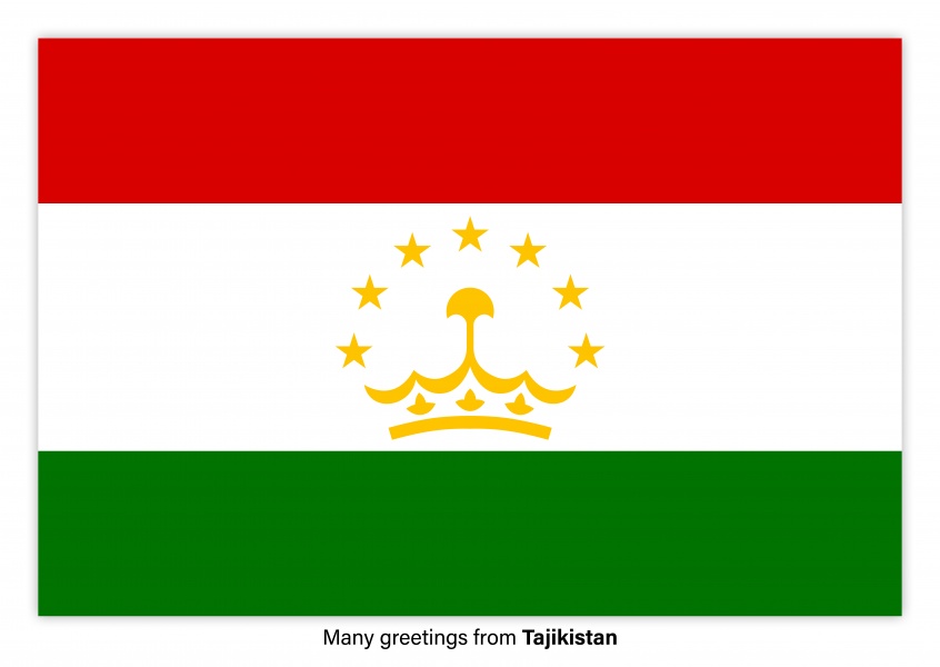 Carte postale avec le drapeau de la république du Tadjikistan