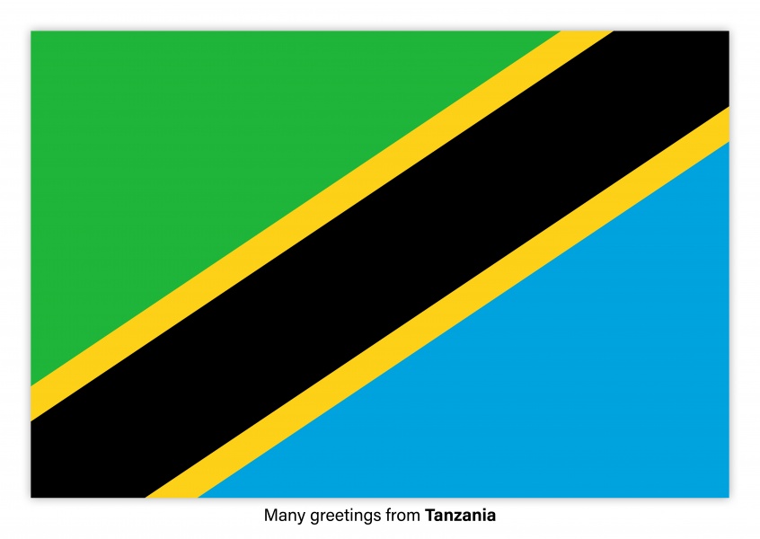 Carte postale avec le drapeau de la Tanzanie