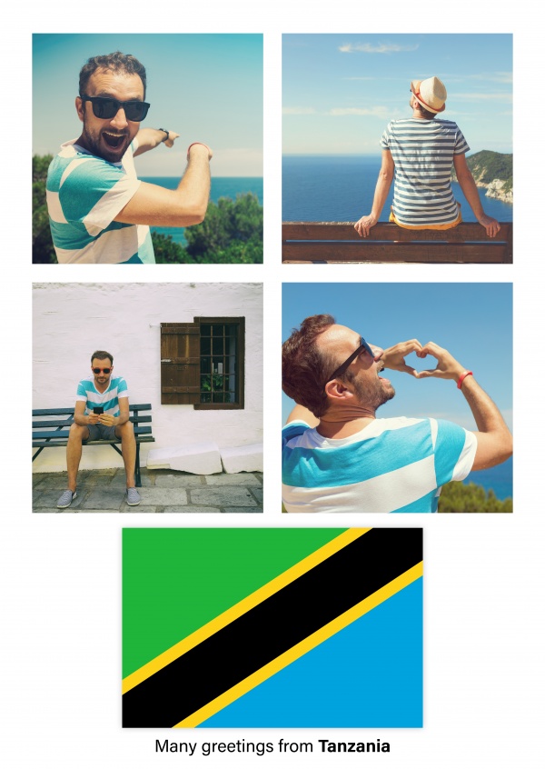 Carte postale avec le drapeau de la Tanzanie