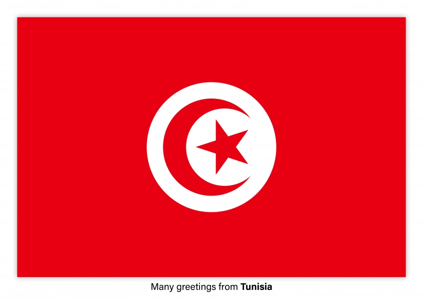 Cartolina con la bandiera della Tunisia