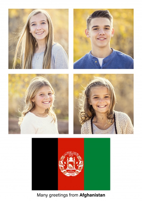 Cartolina con la bandiera dell'Afghanistan