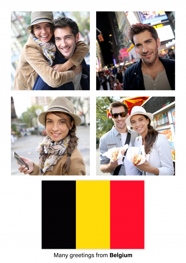 Cartolina con la bandiera del Belgio