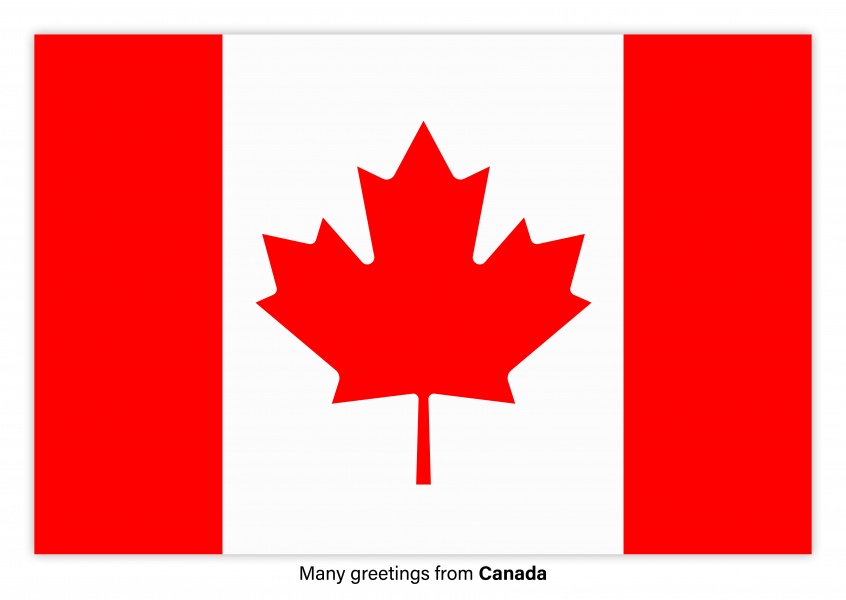 Cartolina con la bandiera del Canada