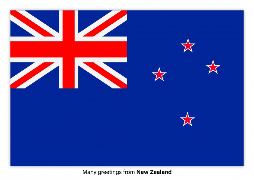 Cartolina con la bandiera della Nuova Zelanda