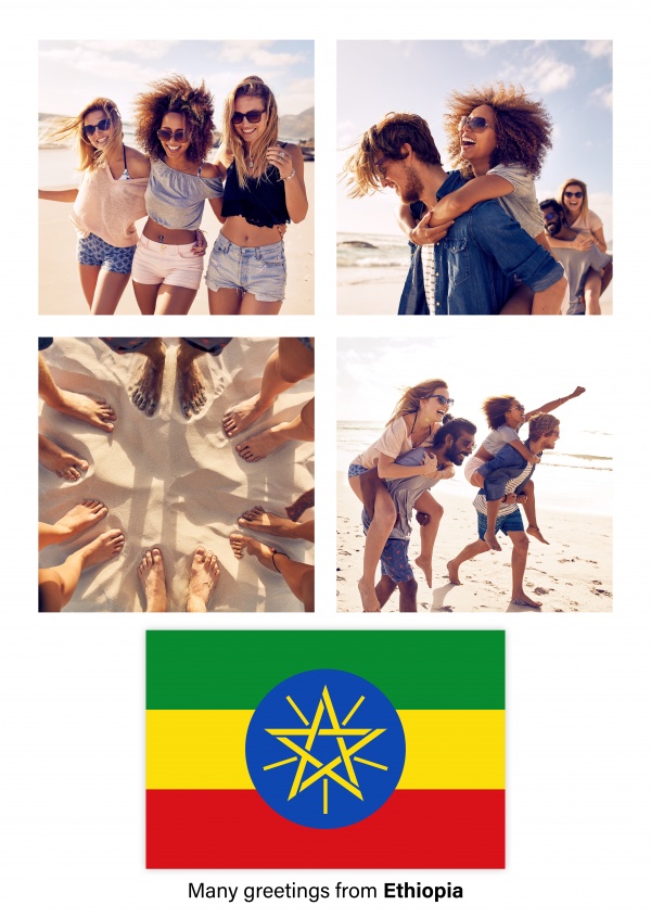 Ansichtkaart met een vlag van Ethiopië