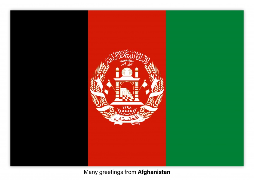 Ansichtkaart met een vlag van Afghanistan