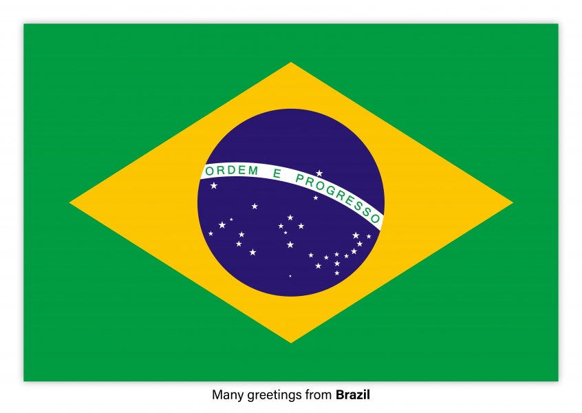 Ansichtkaart met een vlag van Brazilië
