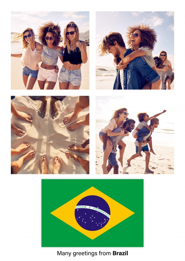 Ansichtkaart met een vlag van Brazilië
