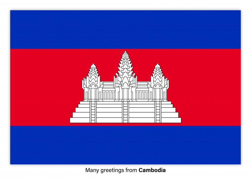 Ansichtkaart met een vlag van Cabo Cambodja