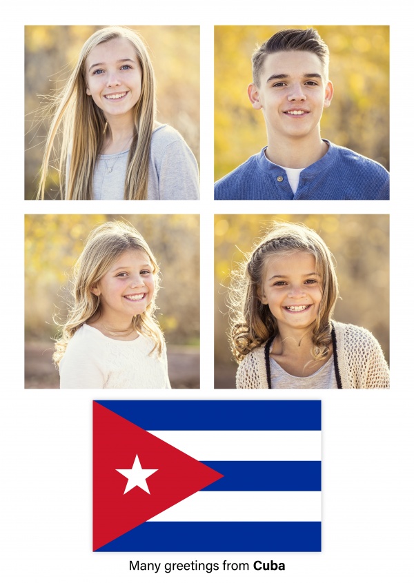 Ansichtkaart met een vlag van Cuba