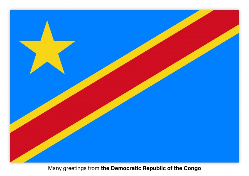 Ansichtkaart met een vlag van de Democratische Republiek Congo