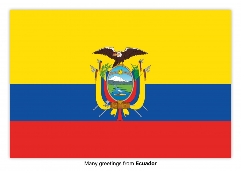 Ansichtkaart met een vlag van Ecuador