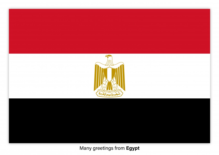 Ansichtkaart met een vlag van Egypte