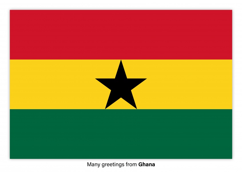 Ansichtkaart met een vlag van Ghana