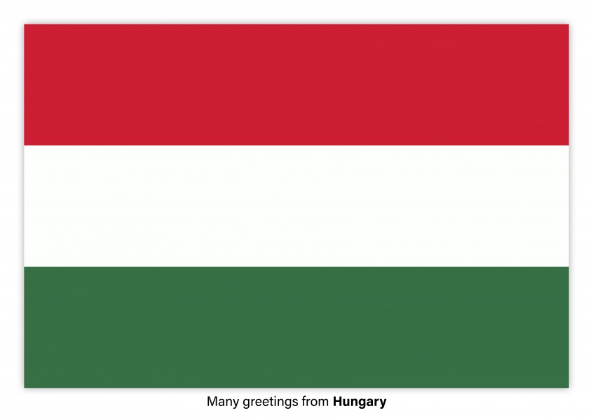 Ansichtkaart met een vlag van Hongarije