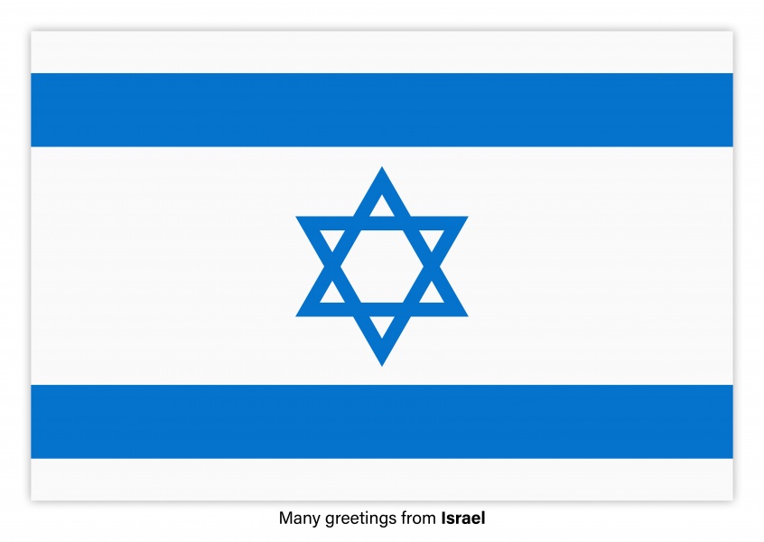 Ansichtkaart met de vlag van Israël