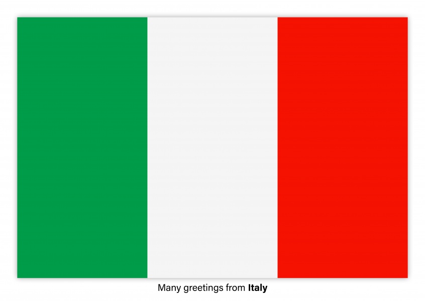 Ansichtkaart met de vlag van Italië