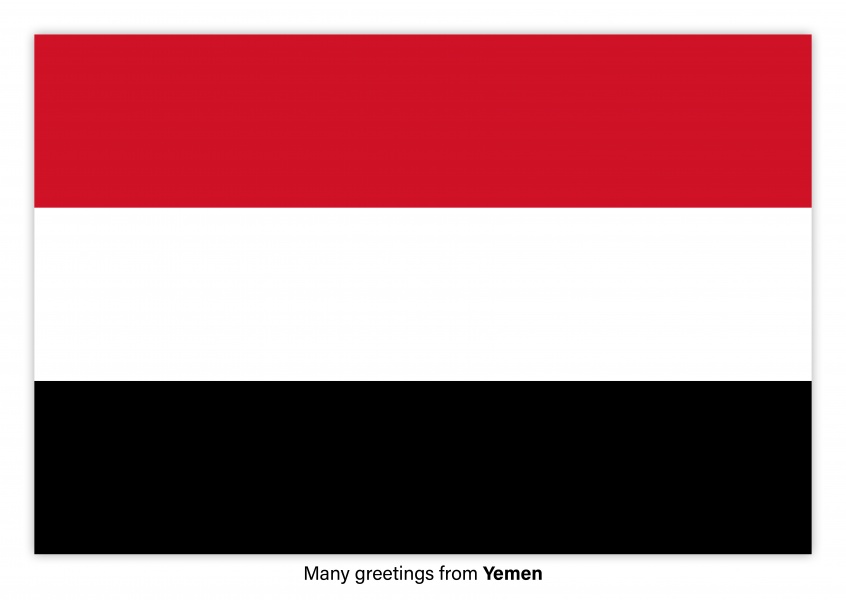 Ansichtkaart met een vlag van Jemen