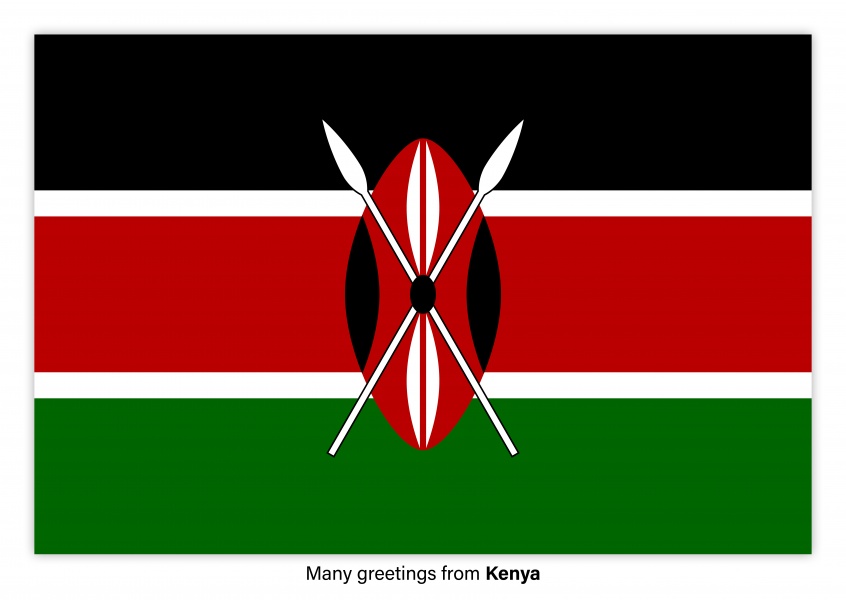 Ansichtkaart met een vlag van Kenia