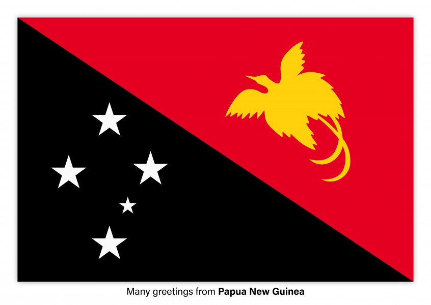 Ansichtkaart met een vlag van Papoea-Nieuw-Guinea