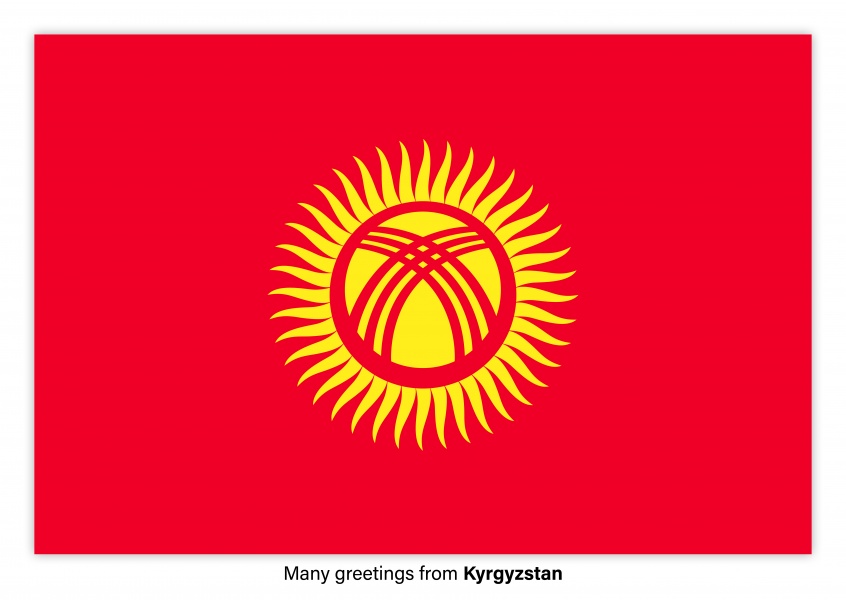 Ansichtkaart met de vlag van Kirgizië
