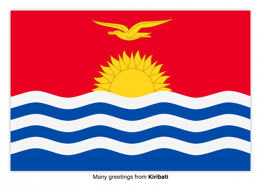 Ansichtkaart met een vlag van Kiribati