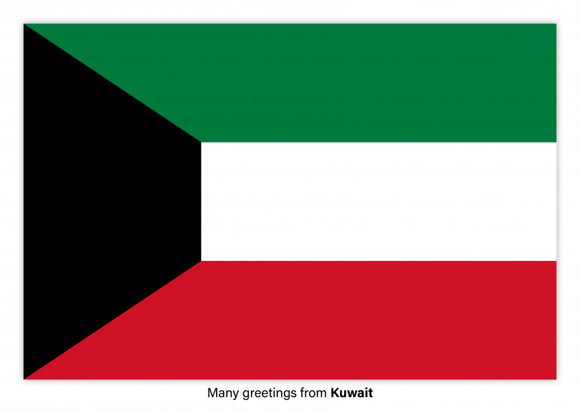 Ansichtkaart met een vlag van Koeweit