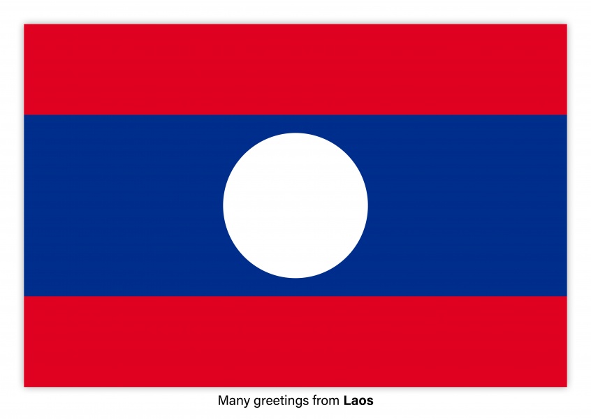 Ansichtkaart met een vlag van Laos