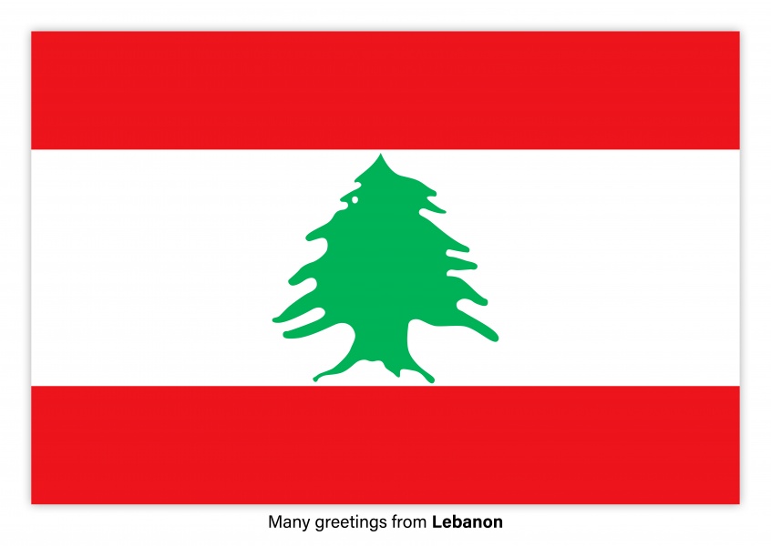 Ansichtkaart met een vlag van Libanon