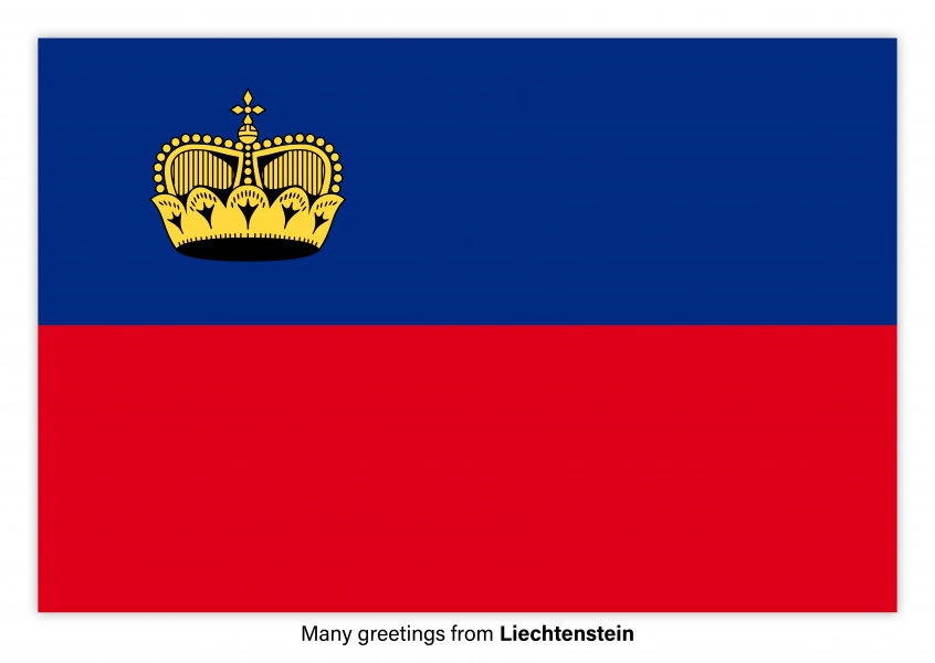 Ansichtkaart met een vlag van Liechtenstein
