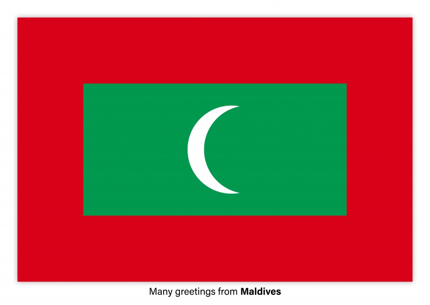 Ansichtkaart met een vlag van de Maldiven