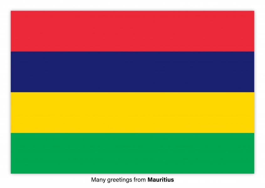 Ansichtkaart met een vlag van Mauritius