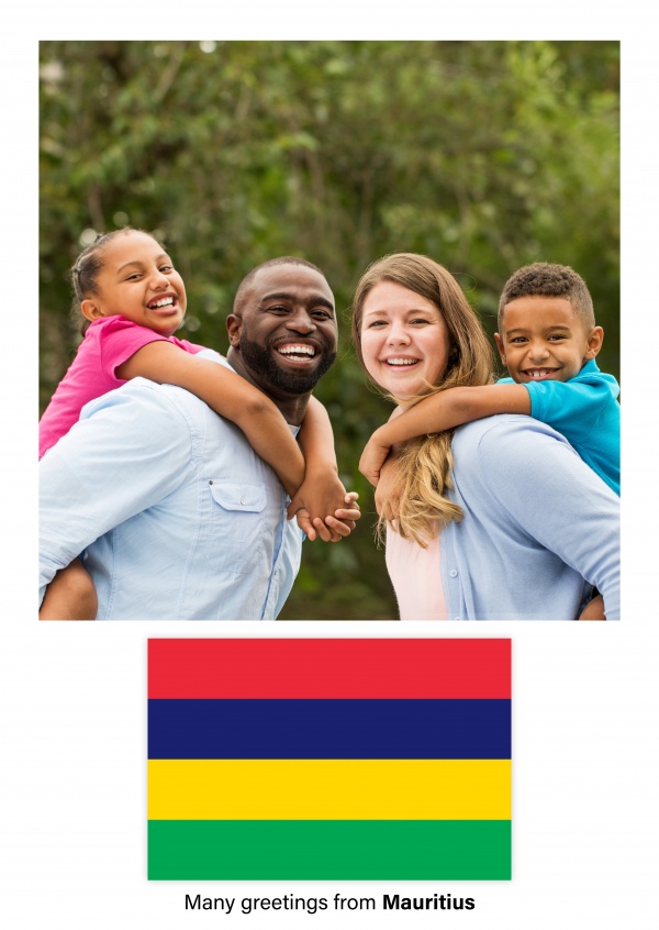 Ansichtkaart met een vlag van Mauritius