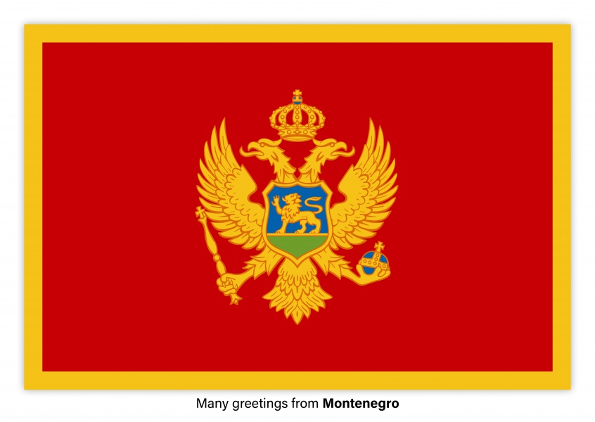 Ansichtkaart met een vlag van Montenegro